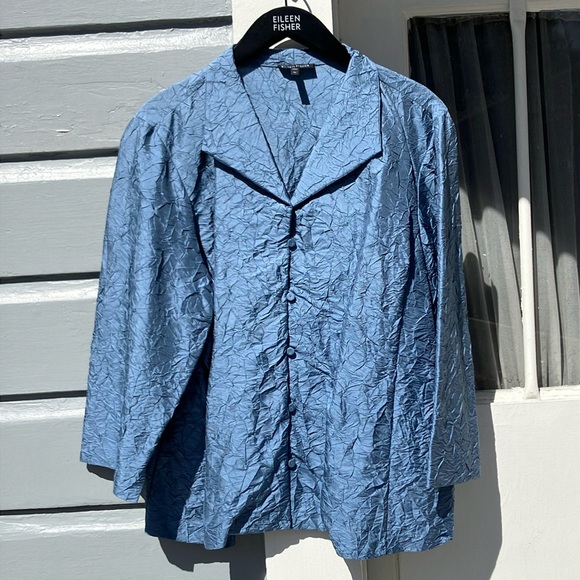 Gorgeous Vintage Eileen Fisher Crinkled Silk Top size XL - Picture 4 of 10
